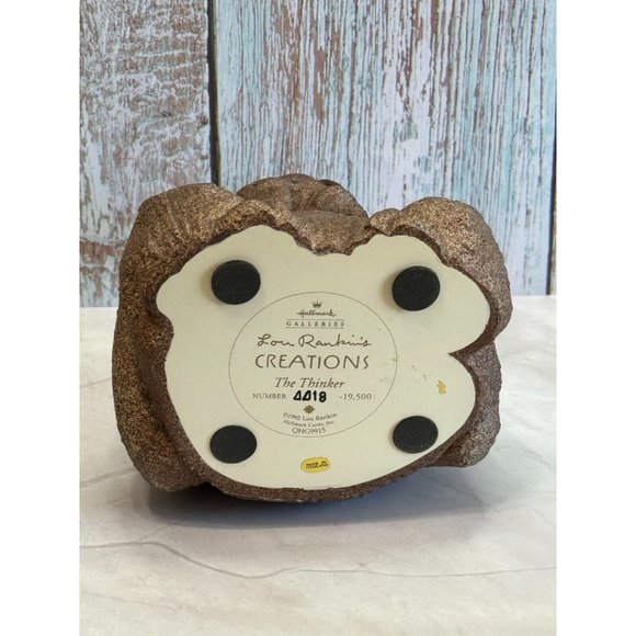 Vintage Lou Rankin Gorilla Concrete Art Sulpture Soulful Glass Eyes Signed 1985 - Picture 8 of 8